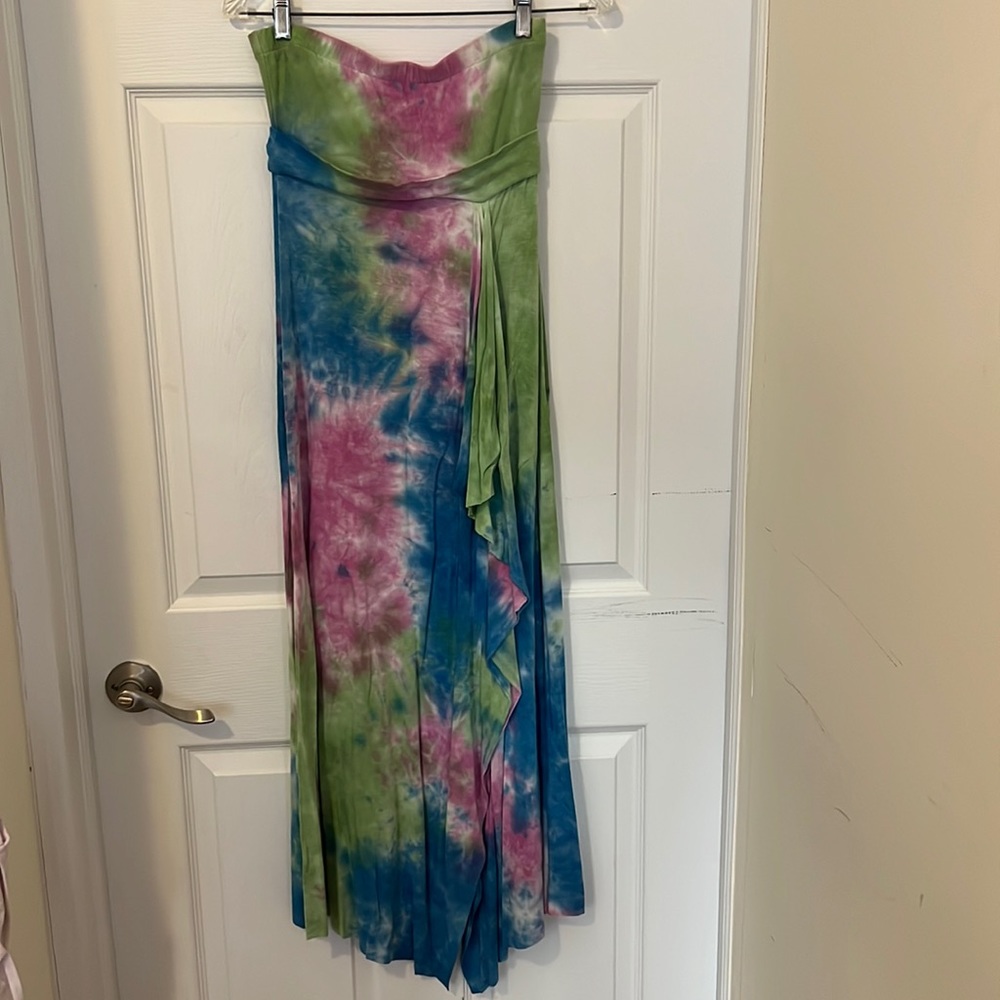 Maxi Tie dye strapless dress